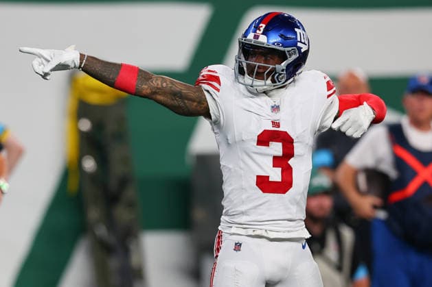 EAST RUTHERFORD, NJ - AUGUST 28: Odell Beckham Jr. 3 of the New York Giants reacts after making a catch during the NFL, American Football Herren, USA Pre-season game against the New York Jets on August 28, 2026 at MetLife Stadium in East Rutherford, New Jersey. (Photo by Rich Graessle Icon Sportswire) NFL: AUG 28 Giants at Jets EDITORIAL USE ONLY Icon26082831170