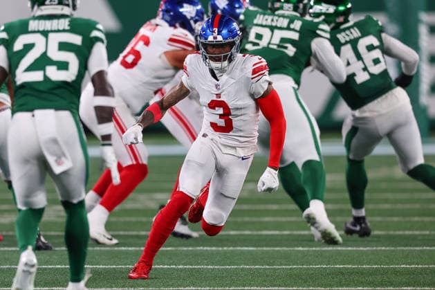 EAST RUTHERFORD, NJ - AUGUST 28: Odell Beckham Jr. 3 of the New York Giants runs a route during the NFL, American Football Herren, USA Pre-season game against the New York Jets on August 28, 2026 at MetLife Stadium in East Rutherford, New Jersey. (Photo by Rich Graessle Icon Sportswire) NFL: AUG 28 Giants at Jets EDITORIAL USE ONLY Icon26082831176