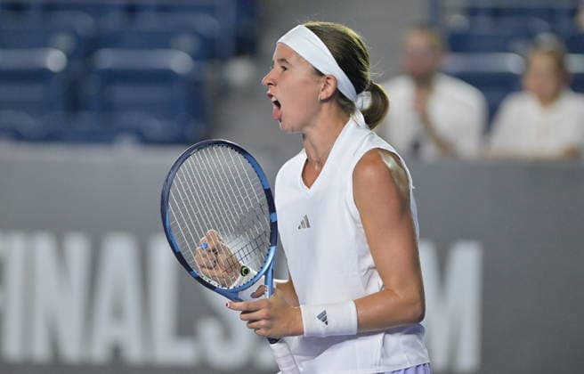 Monterrey Open tennis tournament Nikola Bartunkova of the Czech Republic reacts while in action against Elise Mertens of Belgium during a match at the Monterrey Open tennis tournament Monterrey, Mexico, 28 August 2026. Monterrey Mexico  Copyright: xMiguelxSierrax