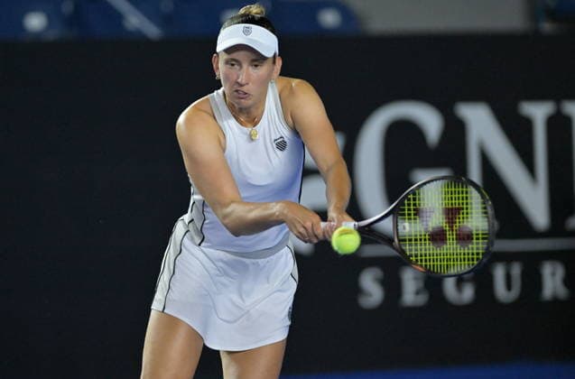 Monterrey Open tennis tournament Elise Mertens of Belgium in action against Nikola Bartunkova of the Czech Republic during a match at the Monterrey Open tennis tournament Monterrey, Mexico, 28 August 2026. Monterrey Mexico  Copyright: xMiguelxSierrax
