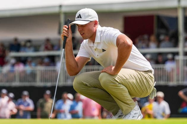 August 28, 2026, Atlanta, Georgia, USA: Ludvig Aberg (SWE) lines up a putt on the 5th green during the second round of the 2026 TOUR Championship at East Lake Golf Club. Atlanta USA - ZUMAw109 20260828_fap_w109_033 Copyright: xDebbyxWongx