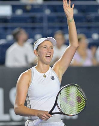 Monterrey Open tennis tournament Elise Mertens of Belgium celebrates after winning a match against Nikola Bartunkova of the Czech Republic to advance to the final of the Monterrey Open tennis tournament Monterrey, Mexico, 28 August 2026. Monterrey Mexico  Copyright: xMiguelxSierrax
