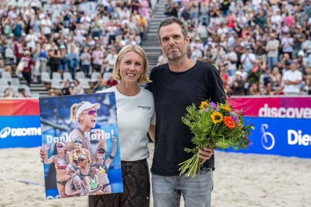 German Beach Championship German Beach Volleyball Championship Dortmund, Germany August 28, 2026 DORTMUND, GERMANY AUGUST 28 Karla Borger, Markus Dieckmann, President of the DVV, during the German Beach Championship (German Beach Volleyball Championship) in Dortmund on August 28, 2026, in Dortmund, Germany Copyright: xBEAUTIFULxSPORTS PeterxWeberx