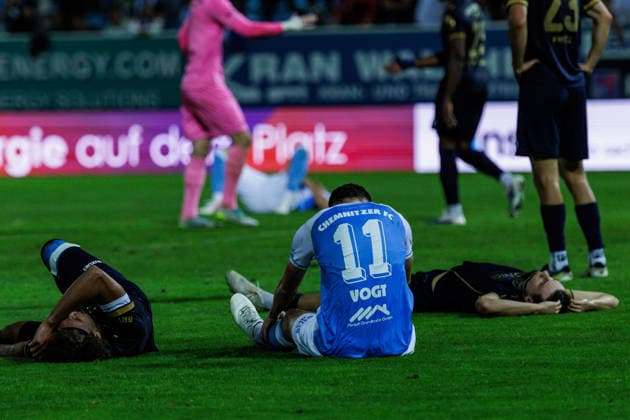 August 28, 2026, GER, Regionalliga North East, Matchday 3, 2026–2027 season, Chemnitz, Chemnitzer FC vs. FC Carl Zeiss Jena, David Vogt, Chemnitzer FC 11, a disappointing loss at Chemnitz Eins Stadium, An der Gellertstraße, Saxony, Germany Copyright: xnordphotoxGmbHx xTrienitzx