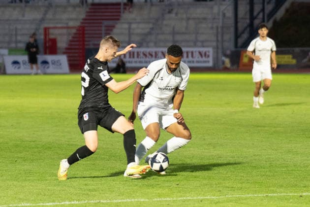 August 28, 2026, xhfmx, Regional League Southwest Soccer, SG Barockstadt Fulda Lehnerz vs. FSV Frankfurt; Sebastian Schmitt, SG Barockstadt Fulda Lehnerz; Godwin McDonald, FSV Frankfurt, Fulda