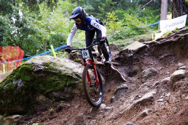 2026 UCI Mountain Bike World Championships Picture by Ed Sykes SWpix.com - 29 08 2026 - Cycling - 2026 UCI Mountain Bike World Championships - Val di Sole, Trentino, Italy - Downhill (DHI) Final - Women Junior - Zoe Lugans (France) Copyright: x xSWpix.comx(t axPhotographyxHubxLtd)xEdxSykes SWpix.comx SWP-3030-20857