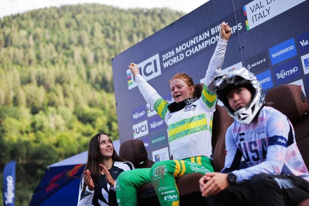 2026 UCI Mountain Bike World Championships Picture by Alex Whitehead SWpix.com - 29 08 2026 - Cycling - 2026 UCI Mountain Bike World Championships - Val di Sole, Trentino, Italy - Downhill (DHI) Final - Women Junior - Tilly Boadle (Australia) wins to become World Champion Copyright: x xSWpix.comx(t axPhotographyxHubxLtd)xAlexxWhitehead SWpix.comx SWP-3030-20862