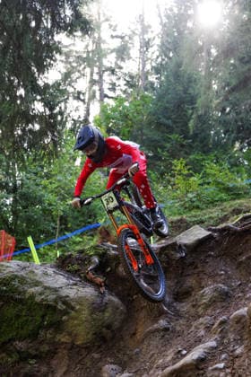 2026 UCI Mountain Bike World Championships Picture by Ed Sykes SWpix.com - 29 08 2026 - Cycling - 2026 UCI Mountain Bike World Championships - Val di Sole, Trentino, Italy - Downhill (DHI) Final - Men Junior - Noah Milner (Canada) Copyright: x xSWpix.comx(t axPhotographyxHubxLtd)xEdxSykes SWpix.comx SWP-3030-20912