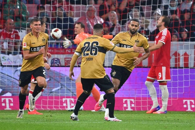 Torjubel Josha VAGNOMAN (VFB Stuttgart) nach Tor zum 1-1 mit Deniz UNDAV (VFB Stuttgart), Jubel,Freude,Begeisterung,Aktion. Li:Grischa PROEMEL (VFB Stuttgart).re:Harry KANE (Bayern Muenchen). Fussball 1. Bundesliga Saison 2026 2027, 1.Spieltag, Spieltag01, FC Bayern Muenchen - VfB Stuttgart 5-1 am 28.08.2026 , A L L I A N Z A R E N A. *** Goal celebration by Josha VAGNOMAN of VFB Stuttgart after the goal that tied the game at 1-1, assisted by Deniz UNDAV of VFB Stuttgart, Celebration, joy, excitement, action: Li Grischa PROEMEL of VFB Stuttgart against Harry KANE of Bayern Munich, Soccer, Bundesliga Season 2026–2027, Matchday 1, Matchday 01, FC Bayern Munich vs. VfB Stuttgart 5–1 on August 28, 2026, Allianz Arena