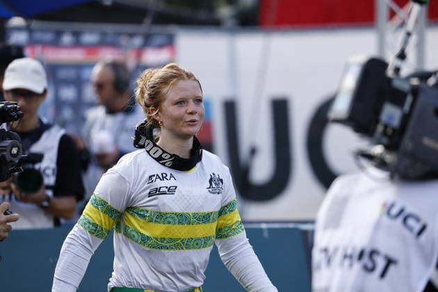 August 29, 2026, Daolasa di Commezzadura, Black Snake, 2026 UCI MTB World Championships Women s Junior Finals, DHI Downhill: Tilly Boadle (20), AUS, celebrating her victory at Daolasa di Commezzadura, Black Snake, Trento, Italy Copyright: xJustPictures.ch FrancescoxMinghettix jp-en-FrMi-_NG_0402