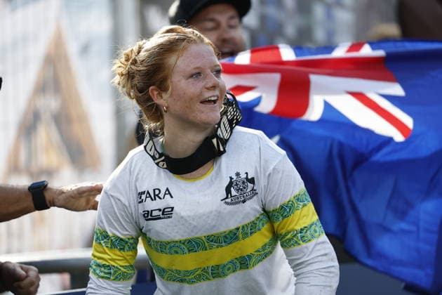 August 29, 2026, Daolasa di Commezzadura, Black Snake, 2026 UCI MTB World Championships Women s Junior Finals, DHI Downhill: Tilly Boadle (20, AUS) celebrating her victory at Daolasa di Commezzadura, Black Snake, Trento, Italy Copyright: xJustPictures.ch FrancescoxMinghettix jp-en-FrMi-_NG_0484