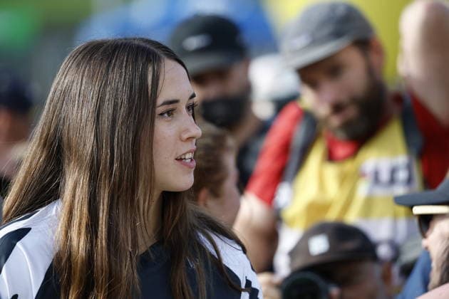 August 29, 2026, Daolasa di Commezzadura, Black Snake, 2026 UCI MTB World Championships Women s Junior Finals, DHI Downhill: Indy Deavoll 5 (NZL) celebrates her third-place finish at Daolasa di Commezzadura, Black Snake, Trento, Italy Copyright: xJustPictures.ch FrancescoxMinghettix jp-en-FrMi-_NG_0510