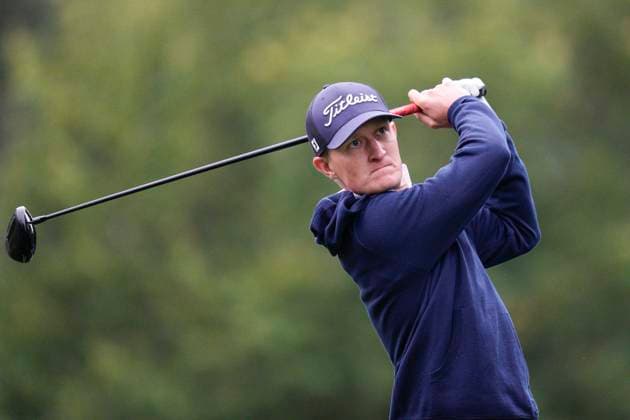 SUTTON COLDFIELD, ENGLAND - AUG 29: Marcus Kinhult (SWE) plays from the third tee during delayed play in Round 2 at the 2026 Husqvarna British Masters at The Belfry, Sutton Coalfield on August 29, 2026 in Warwickshire, England The 2026 Husqvarna British Masters