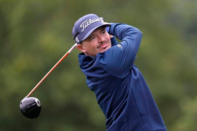 SUTTON COLDFIELD, ENGLAND - AUG 29: Ewen Ferguson (SCO) plays from the third tee during delayed play in Round 2 at the 2026 Husqvarna British Masters at The Belfry, Sutton Coalfield on August 29, 2026 in Warwickshire, England The 2026 Husqvarna British Masters