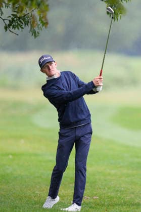 SUTTON COLDFIELD, ENGLAND - AUG 29: Marcus Kinhult (SWE) plays from the rough on fifth hole during delayed play in Round 2 at the 2026 Husqvarna British Masters at The Belfry, Sutton Coalfield on August 29, 2026 in Warwickshire, England The 2026 Husqvarna British Masters