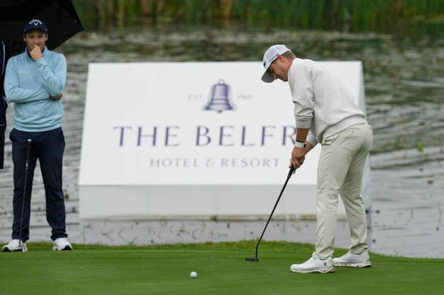 SUTTON COLDFIELD, ENGLAND - AUG 29: Calum Hill (SCO) putts on the ninth green during delayed play in Round 2 at the 2026 Husqvarna British Masters at The Belfry, Sutton Coalfield on August 29, 2026 in Warwickshire, England The 2026 Husqvarna British Masters