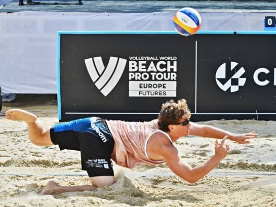 David Vyoral from Czech Republic in action during the World Beach volleyball, Beachvolleyball Pro Tour, category Futures, on August 29, 2026, in Brno, Czech Republic. (CTKxPhoto PatrikxUhlir) CTKPhotoP2026082903128  CTKPhotoP2026082903128