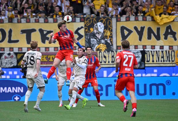 Kopfballduell Zweikampf Aktion Mikkel Kaufmann 1. FC Heidenheim 1846 FCH (29) 1. FC Heidenheim 1846 FCH vs SG Dynamo Dresden SGD 29.08.2026 DFL REGULATIONS PROHIBIT ANY USE OF PHOTOGRAPHS AS IMAGE SEQUENCES AND OR QUASI-VIDEO 1. FC Heidenheim 1846 FCH vs SG Dynamo Dresden SGD *** Heading duel, tackle, action: Mikkel Kaufmann, 1 FC Heidenheim 1846 (FCH) 29, 1 FC Heidenheim 1846 (FCH) vs. SG Dynamo Dresden (SGD) 29, August 8, 2026. DFL regulations prohibit any use of photosOGRAPHS AS IMAGE SEQUENCES AND OR QUASI-VIDEO 1 FC Heidenheim 1846 FCH vs. SG Dynamo Dresden SGD