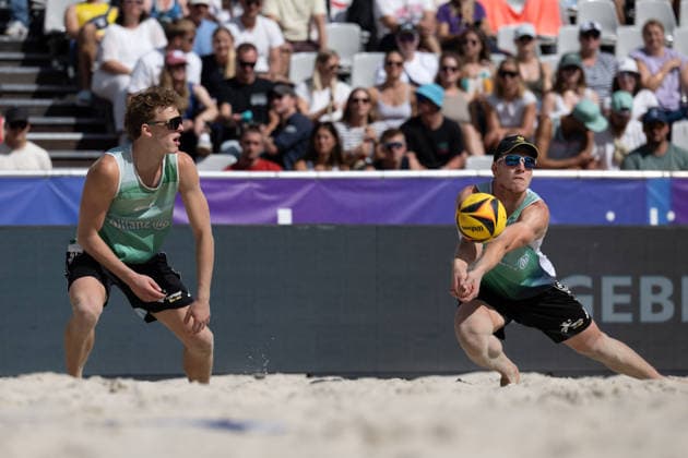 German Beach Championship (German Beach Volleyball Championship) Dortmund, Germany, August 29, 2026 DORTMUND, GERMANY AUGUST 29 Colin Paszkiewicz (Player 1), Hauptstadtbeacher, and Charlie Peters (Player 2), Hauptstadt Beacher e.V., during the German Beach Championship (German Beach Volleyball Championship) in Dortmund on August 29, 2026, in Dortmund, Germany Copyright: xBEAUTIFULxSPORTS PeterxWeberx