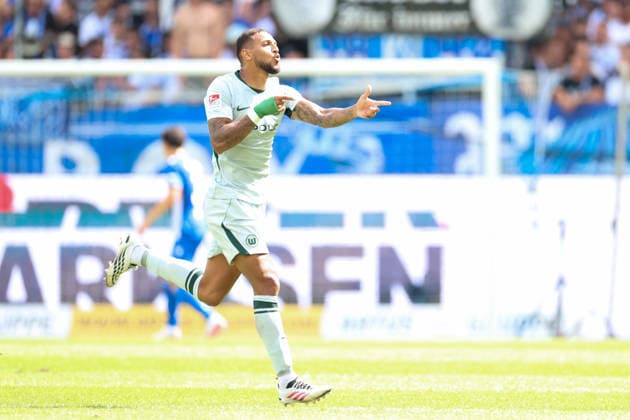Fuehrungstreffer zum 2:3 kurz vor der Halbzeit Vinicius Souza (VfL Wolfsburg, 05), Karlsruher SC vs. VfL Wolfsburg, 2. Bundesliga, 3. Spieltag, 2026 2027, 29.08.2026, DFL REGULATIONS PROHIBIT ANY USE OF PHOTOGRAPHS AS IMAGE SEQUENCES AND OR QUASI-VIDEO, Karlsruher SC vs. VfL Wolfsburg, 2. Bundesliga, 3. Spieltag, 2026 2027, 29.08.2026 Karlsruhe *** Goal to make it 2–3 shortly before halftime by Vinicius Souza (VfL Wolfsburg, 05), Karlsruher SC vs. VfL Wolfsburg, 2. Bundesliga, Matchday 3, 2026–2027, August 29, 2026, DFL regulations prohibit any use of photographs as image sequences and or quasi-video. Karlsruher SC vs. VfL Wolfsburg, 2. Bundesliga, Matchday 3, 2026–2027, August 29, 2026, Karlsruhe Copyright: xEibner-Pressefoto JanxPrihodax EP_JPA