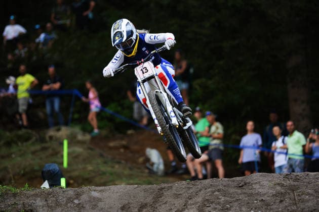 2026 UCI Mountain Bike World Championships Picture by Ed Sykes SWpix.com - 29 08 2026 - Cycling - 2026 UCI Mountain Bike World Championships - Val di Sole, Trentino, Italy - Downhill (DHI) Final - Women Elite - Lisa Bouladou (France) Copyright: x xSWpix.comx(t axPhotographyxHubxLtd)xEdxSykes SWpix.comx SWP-3030-21015