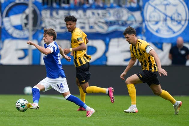 August 29, 2026, Tivoli, Aachen, GER, 3rd Division, Matchday 3: Alemannia Aachen vs. SV Meppen, Thorben Deters, SV Meppen 14. DFL regulations prohibit any use of photographs as image sequences and or quasi-video. Aachen, NRW, Tivoli