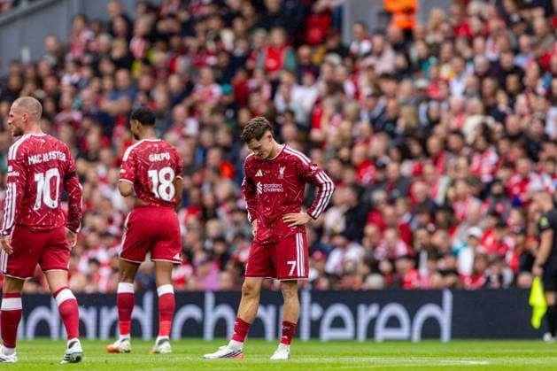 Football - FA Premier League - Liverpool FC v Nottingham Forest FC LIVERPOOL, ENGLAND - Saturday, August 29, 2026: Liverpool s Florian Wirtz reacts to his side s first and equalising goal ruled out for offside during the FA Premier League match between Liverpool FC and Nottingham Forest FC at Anfield. (Photo by David Rawcliffe Propaganda) LIVERPOOL Anfield MERSEYSIDE ENGLAND  Copyright: xDavidxRawcliffex P2026-08-29-Liverpool_Nottingham_Forest-37