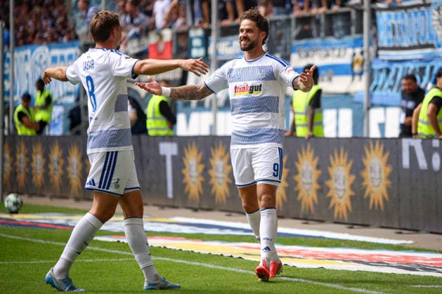 August 29, 2026, GER, Soccer, Men s, 3rd Division, 2026–2027 Season, MSV Duisburg vs. FC Würzburger Kickers, Lex Tyger Lobinger, Duisburg, goal celebration, celebrating after scoring the 2–0 goal, Duisburg, Schauinsland, Reisen Arena, North Rhine-Westphalia, Germany Copyright: xAdrianxSchlüterx