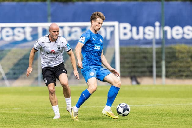 FC Astoria Walldorf vs. SSV Ulm 1846 Soccer, Regionalliga, Matchday 4, Dietmar Hopp Sportpark Walldorf, August 29, 2026, Referee: Marcel Seegert, SSV Ulm 1846 Soccer, 25, Felix Kendel, FC Astoria Walldorf, 11 FC Astoria Walldorf vs. SSV Ulm 1846 Soccer, Regional League, Matchday 4, Dietmar Hopp Sportpark Walldorf, August 29, 2026; Photo by Lucca Fundel, Walldorf, Dietmar Hopp Sportpark, Baden-Württemberg, Germany