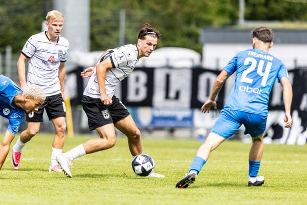 FC Astoria Walldorf vs. SSV Ulm 1846 Soccer, Regionalliga, Matchday 4, Dietmar Hopp Sportpark Walldorf, August 29, 2026, Karl Kempf, SSV Ulm 1846, Soccer, 14 FC Astoria Walldorf vs. SSV Ulm 1846, Soccer, Regional League, Matchday 4, Dietmar Hopp Sportpark, Walldorf, August 29, 2026; Photo by Lucca Fundel, Walldorf, Dietmar Hopp Sportpark, Baden-Württemberg, Germany