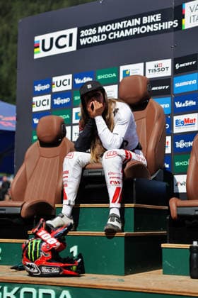 2026 UCI Mountain Bike World Championships Picture by Alex Whitehead SWpix.com - 29 08 2026 - Cycling - 2026 UCI Mountain Bike World Championships - Val di Sole, Trentino, Italy - Downhill (DHI) Final - Women Elite - Lisa Baumann (Switzerland), Skoda Hot Seat Copyright: x xSWpix.comx(t axPhotographyxHubxLtd)xAlexxWhitehead SWpix.comx SWP-3030-21050