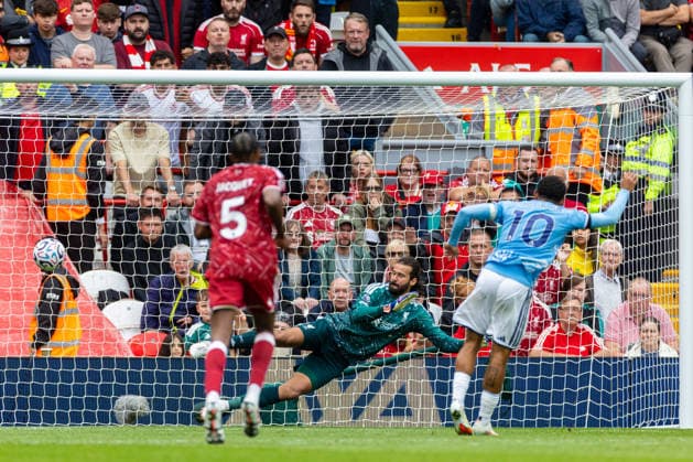Football - FA Premier League - Liverpool FC v Nottingham Forest FC LIVERPOOL, ENGLAND - Saturday, August 29, 2026: Liverpool s goalkeeper Alisson Becker is unable to make a save as Nottingham Forest s captain Morgan Gibbs-White (R) scores his side s second goal via a penalty kick during the FA Premier League match between Liverpool FC and Nottingham Forest FC at Anfield. (Photo by David Rawcliffe Propaganda) LIVERPOOL Anfield MERSEYSIDE ENGLAND  Copyright: xDavidxRawcliffex P2026-08-29-Liverpool_Nottingham_Forest-91