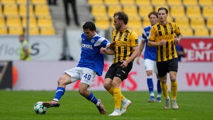 August 29, 2026, Tivoli, Aachen, GER, 3rd Division, Matchday 3: Alemannia Aachen vs. SV Meppen, Niclas Nadj, SV Meppen 40. DFL regulations prohibit any use of photographs as image sequences and or quasi-video. Aachen, NRW, Tivoli