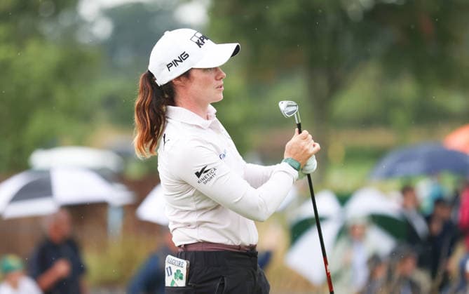 2026 KPMG Women s Irish Open, The K Club, Kildare 29 8 2026 Leona Maguire of Ireland tees on the 17th Leona Maguire tees on the 17th 29 8 2026  Copyright: xx ISS_1105