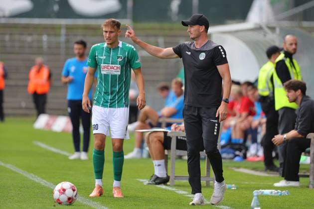 August 29, 2026, GER, Regionalliga Nord, Soccer, Matchday 6, 2026–2027 Season, VfB Lübeck vs. SV Drochtersen Assel Coaching Zone, Sideline, Coaches Area, Technical Zone: Jonas Dittrich (VfB Lübeck 16) and Coach Kevin Rodewald (VfB Lübeck), Lübeck, Dietmar Scholze Stadium at the Lohmühle, SH, Germany Copyright: xnordphotoxGmbHx xTauchnitzx