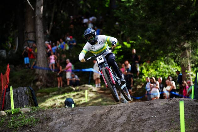 2026 UCI Mountain Bike World Championships Picture by Ed Sykes SWpix.com - 29 08 2026 - Cycling - 2026 UCI Mountain Bike World Championships - Val di Sole, Trentino, Italy - Downhill (DHI) Final - Men Elite - Jed Stanton (Australia) Copyright: x xSWpix.comx(t axPhotographyxHubxLtd)xEdxSykes SWpix.comx SWP-3030-21083