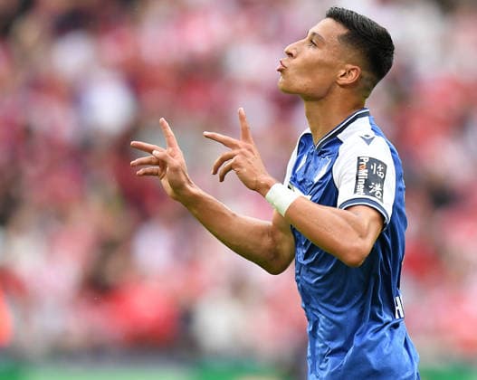 29.08.2026, xophax, Fussball 1.Bundesliga, 1.FC Koeln 1.FC Köln gegen TSG Hoffenheim. Torschütze zum 1 zu 0 für die TSG Adam Daghim ( TSG Hoffenheim ) Köln *** August 29, 2026, xophax, Soccer, Bundesliga 1, 1. FC Köln vs. TSG Hoffenheim; Adam Daghim of TSG Hoffenheim scored the 1-0 goal for TSG; TSG Hoffenheim vs. Köln