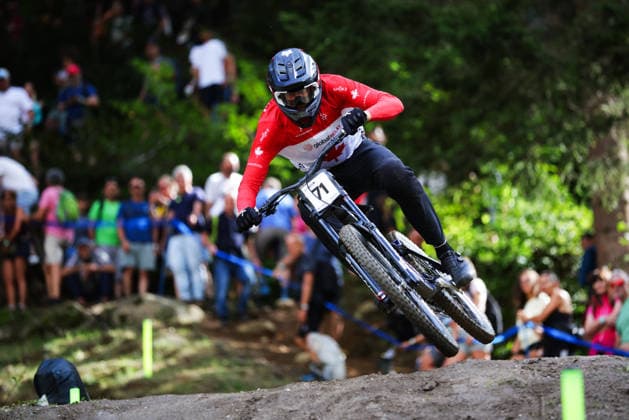 2026 UCI Mountain Bike World Championships Picture by Ed Sykes SWpix.com - 29 08 2026 - Cycling - 2026 UCI Mountain Bike World Championships - Val di Sole, Trentino, Italy - Downhill (DHI) Final - Men Elite - Johnathan Helly (Canada) Copyright: x xSWpix.comx(t axPhotographyxHubxLtd)xEdxSykes SWpix.comx SWP-3030-21094