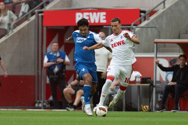 Said El Mala 10 (1. FC Koeln) im Zweikampf, Aktion, mit Ozan Kabak 5 (TSG Hoffenheim), 1. FC Koeln vs. TSG Hoffenheim, Fussball, 1. Bundesliga, 1. Spieltag, 2026 2027, 29.08.2026 DFB regulations prohibit any use of photographs as image sequences and or quasi-video Koeln Nordrhein-Westfalen Deutschland *** Said El Mala 10 1 FC Cologne in a tackle, action, with Ozan Kabak 5 TSG Hoffenheim, 1 FC Cologne vs. TSG Hoffenheim, soccer, Bundesliga 1, Matchday 1, 2026–2027, August 29, 2026 DFB regulations prohibit any use of photographs as image sequences and or quasi-video Cologne, North Rhine-Westphalia, Germany Copyright: xkolbert-press MarkusxVerwimpx