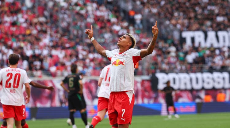 RB Leipzig - Moenchengladbach Bundesliga Leipzig, 29.08.2026, Red Bull Arena, Fussball, Bundesliga, Spieltag 1 , RB Leipzig vs. VFL Borussia Moenchengladbach , Tor für Leipzig zum 2:0. Im Bild: Torschütze Antonio Nusa (7, RB Leipzig), Torjubel , *** RB Leipzig vs. Mönchengladbach, Bundesliga, Leipzig, August 29, 2026, Red Bull Arena, Soccer, Bundesliga, Matchday 1, RB Leipzig vs. VFL Borussia Mönchengladbach, Goal for Leipzig, 2–0. Pictured: Goal scorer Antonio Nusa 7, RB Leipzig, Goal celebration,