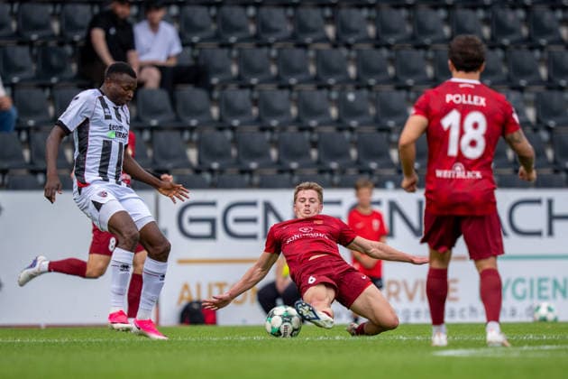 Tackle by Christian Mistl of SG Sonnenhof Großaspach, 06, SG Sonnenhof Großaspach vs. FC Ingolstadt 04, Soccer, 3rd Division, Matchday 3, August 29, 2026, DFB regulations prohibit any use of photographs as image sequences and or quasi-video. Aspach, Baden-Württemberg, Germany Copyright: xkolbert-press PhilipxZieglerx
