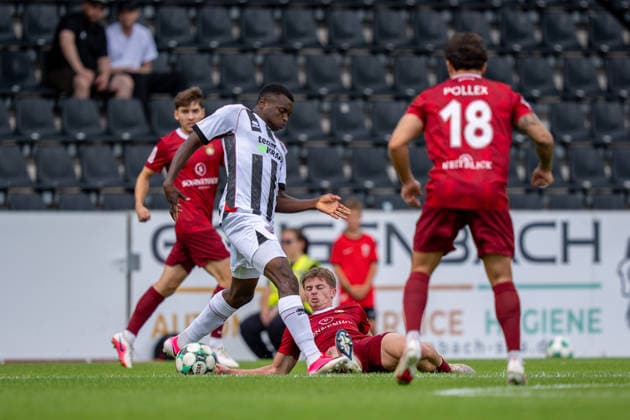 Tackle by Christian Mistl of SG Sonnenhof Großaspach, 06, SG Sonnenhof Großaspach vs. FC Ingolstadt 04, soccer, 3rd Division, Matchday 3, August 29, 2026, DFB regulations prohibit any use of photographs as image sequences and or quasi-video. Aspach, Baden-Württemberg, Germany Copyright: xkolbert-press PhilipxZieglerx