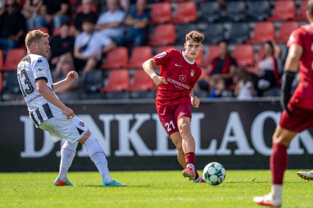 Luca Molinari, SG Sonnenhof Großaspach, 21, SG Sonnenhof Großaspach vs. FC Ingolstadt 04, soccer, 3rd Division, Matchday 3, August 29, 2026, DFB regulations prohibit any use of photographs as image sequences and or quasi-video. Aspach, Baden-Württemberg, Germany Copyright: xkolbert-press PhilipxZieglerx