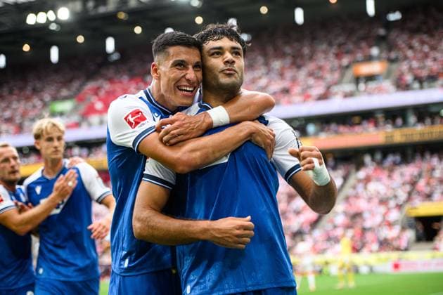 COLOGNE, GERMANY - 29 AUGUST, 2026: Goal, Ozan Kabak, Adam Daghim - 1. FC Koeln v TSG 1899 Hoffenheim - Bundesliga at RheinEnergieStadion.  Copyright: xVitaliixKliuievx