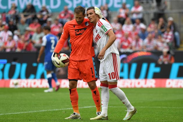 Torwart Oliver Baumann (TSG Hoffenheim) und Said El Mala (1. FC Koeln) gestikuliert, gestik waehrend des Spiels der 1. Bundesliga zwischen 1. FC Koeln und TSG Hoffenheim, RheinEnergieStadion am 29. August 2026 in Koeln, Deutschland. (Foto von Ralf Treese DeFodi Images) +++ Torwart Oliver Baumann (TSG Hoffenheim) und Said El Mala (1. FC Koeln) gestures during the Bundesliga match between 1. FC Koeln and TSG Hoffenheim at RheinEnergieStadion on August 29, 2026 in Cologne, Germany. (Photo by Ralf Treese DeFodi Images) DFB DFL REGULATIONS PROHIBIT ANY USE OF PHOTOGRAPHS AS IMAGE SEQUENCES AND OR QUASI-VIDEO. (Photo by Ralf Treese DeFodi Images) - *** Goalkeeper Oliver Baumann of TSG Hoffenheim and Said El Mala of 1. FC Köln gesturing during the Bundesliga match between 1. FC Köln and TSG Hoffenheim at RheinEnergieStadion on August 29, 2026, in Cologne, Germany. Photo by Ralf Treese, DeFodi Images. Goalkeeper Oliver Baumann of TSG Hoffenheim and Said El Mala of 1. FC Köln gesturing during the Bundesliga match between 1. FC Köln and TSG Hoffenheim at RheinEnergieStadion on August 29, 2026 in Cologne, Germany. Photo by Ralf Treese, DeFodi Images. DFB and DFL regulations prohibit any use of photographs as image sequences and or quasi-video. Photo by Ralf Treese, DeFodi Images.
