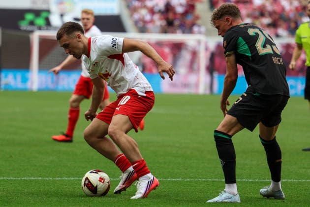 Germany, Bundesliga 1, 2026–2027, Matchday 1, RB Leipzig vs. Borussia Mönchengladbach, Red Bull Arena Leipzig, Brajan Gruda (RB Leipzig), 10 on the ball Copyright: xx