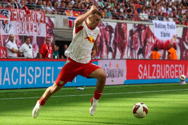 Germany, Bundesliga 1, 2026–2027, Matchday 1, RB Leipzig vs. Borussia Mönchengladbach, Red Bull Arena Leipzig, Brajan Gruda (RB Leipzig), 10 on the ball Copyright: xLucasxWalterx