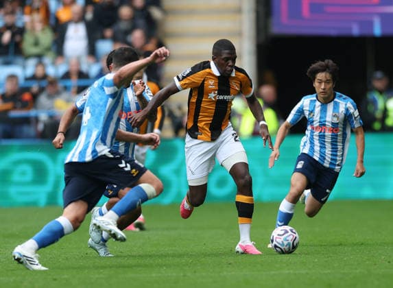 Coventry City v Hull City Premier League Lucas Gourna-Douath of Hull City runs with the ball during the Premier League match at the Coventry Building Society Arena, Coventry 29 08 2026 UK Newspapers OUT Copyright: xAndyxSumnerx FIL-23836-0189