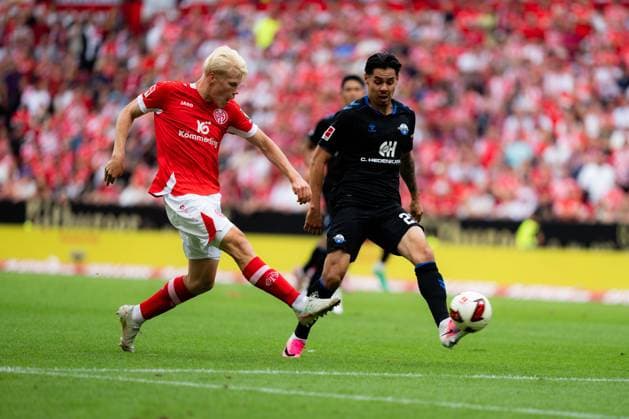 1. FSV Mainz 05 v SC Paderborn 07 - Bundesliga Player of 1. FSV Mainz 05 in action during the Bundesliga match between 1. FSV Mainz 05 and SC Paderborn 07 at MEWA Arena on August 29, 2026 in Mainz, Germany. Mainz MEWA Arena Rhineland-Palatinate Germany Copyright: xTaiseixIwamotox