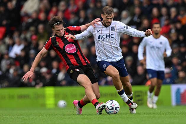 Bournemouth v Everton Premier League Kiernan Dewsbury-Hall of Everton is tackled by Alex Scott of Bournemouth during the Premier League match at the Vitality Stadium, Bournemouth 29 08 2026 UK Newspapers OUT Copyright: xJeremyxLandeyx FIL-23853-0045
